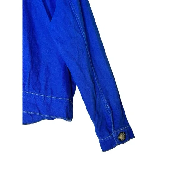 Free People Jacket Women's Large Blue Slouchy Denim Button Classic - Picture 6 of 10